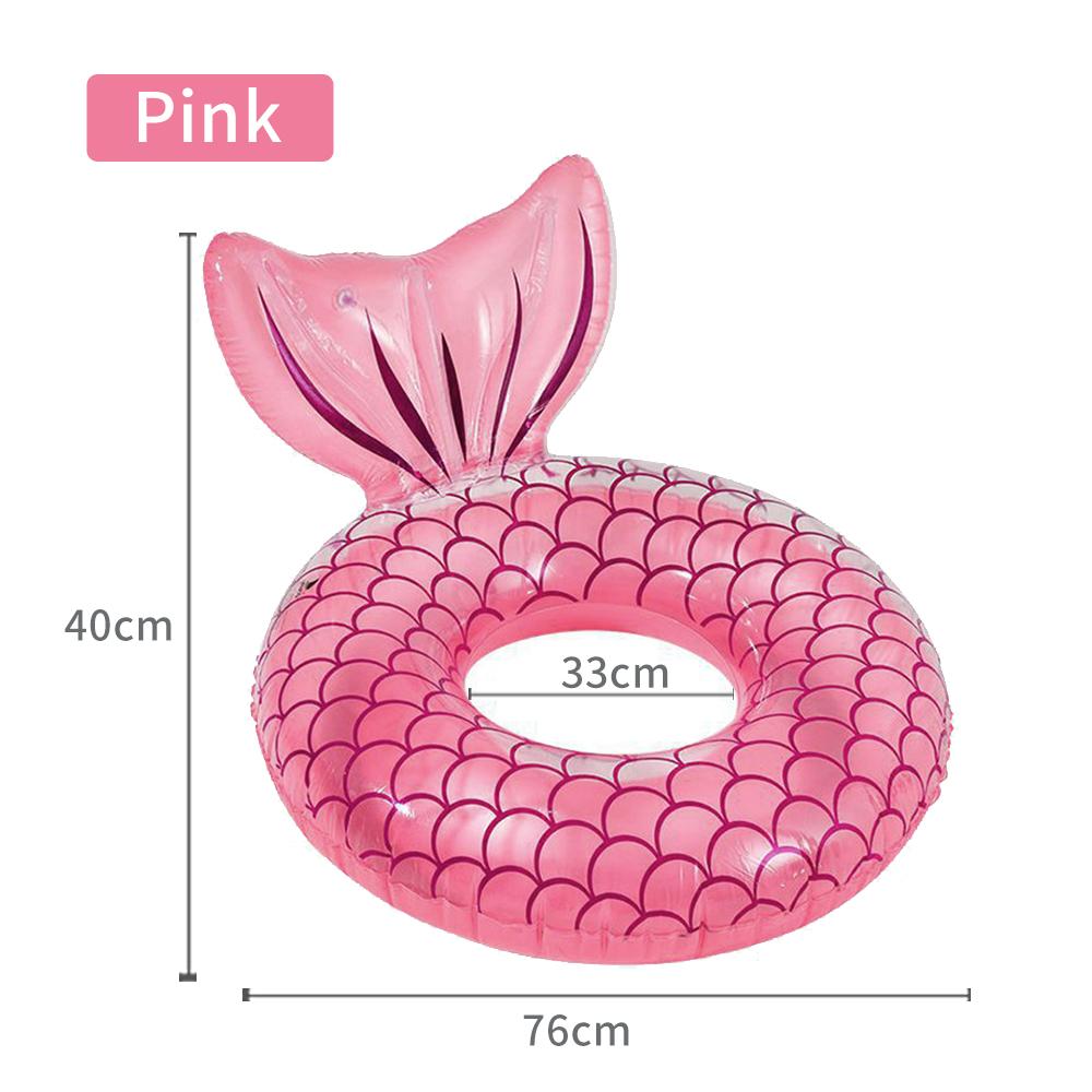 Mermaid Tail Inflatable Swim Ring, Cute Pink Scale Pool Float for Adults & Kids