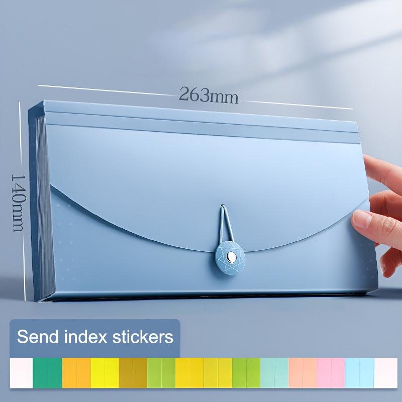 13 Pockets Expanding File Folder Accordion Document Organizer Check Receipts Bill Card Ticket Holder Expandable Pp Wallet Case 263MM синий