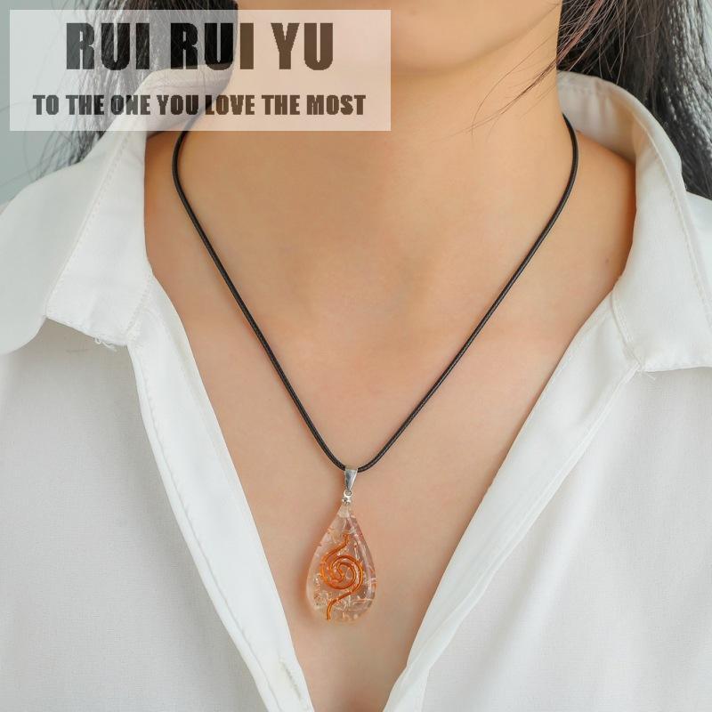 

Женское ожерелье RUI RUI YU, универсальное ожерелье из восковой веревки в форме капли из смолы