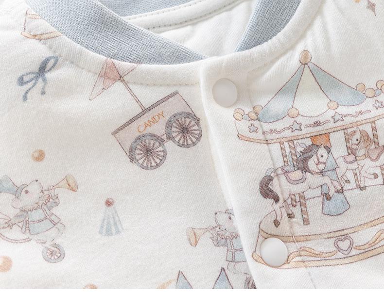 Quilted Baby Two-Piece Homewear Set - Front-Opening Thin Cotton for Autumn/Winter