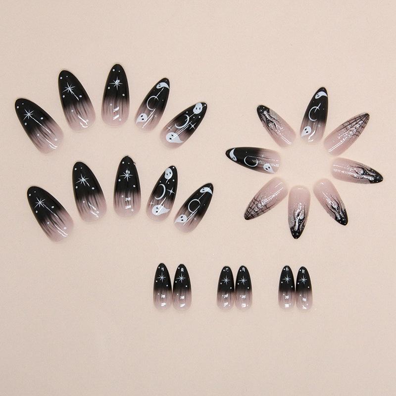 Cute ghost spider web star almond halloween holiday atmosphere piece fake nail nails