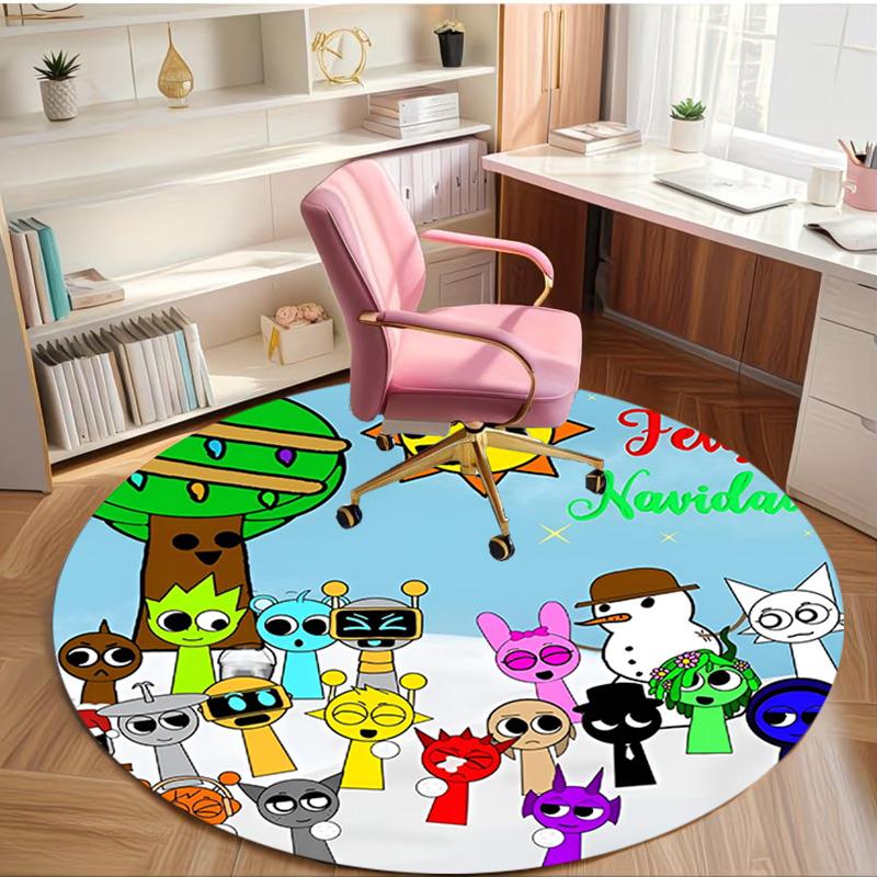 Sprunki Game Print Round Rug, Washable Floor Carpet, For Entryway Dorm Laundry Room Office Study, Home Decor Birthday Christmas Gift