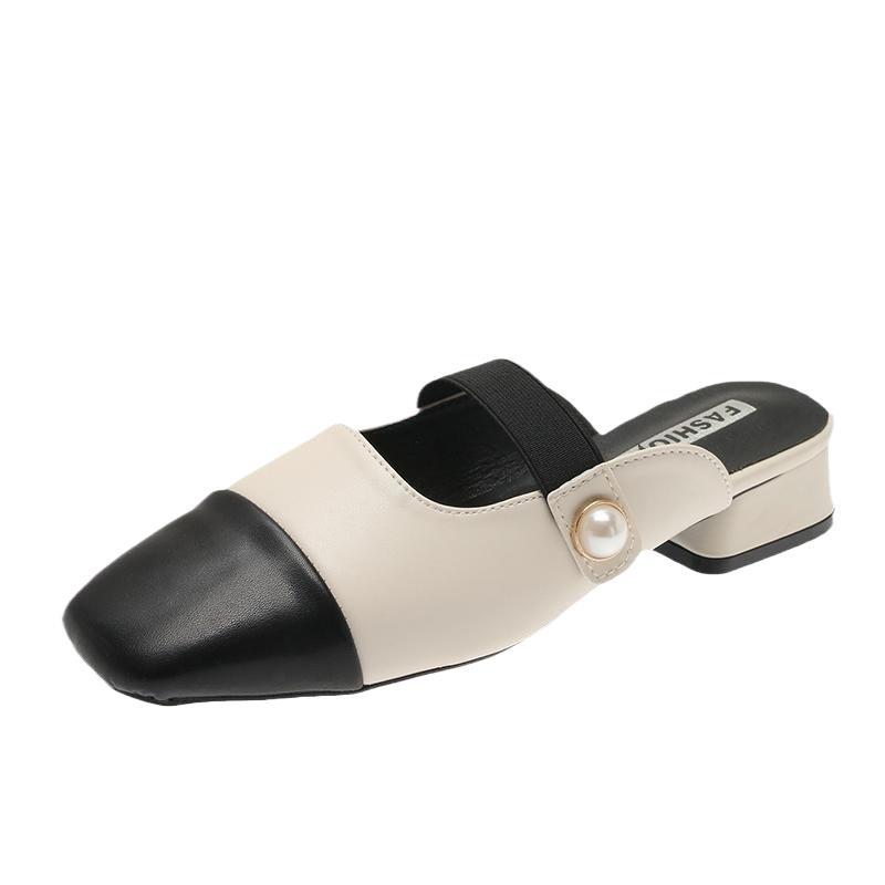 Baotou half slippers women's outer wear 2025 summer new fashion Velcro thick heel muller cool slippers