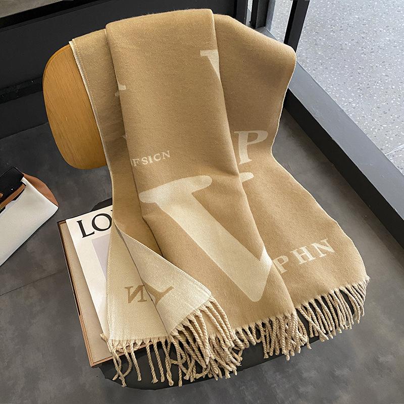 

Imitation cashmere scarf women s autumn and winter versatile thickened warm fringed shawl summer air-conditioned room fashion scarf 190*65cm верблюд