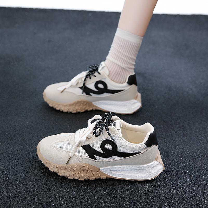 

2025 Кроссовки Женские Замшевая Кожа Комбинированные Цвета На шнуровке Круглый Носок Серебристые Плоская подошва Женские Вулканизированные Туфли 656 40 чёрный