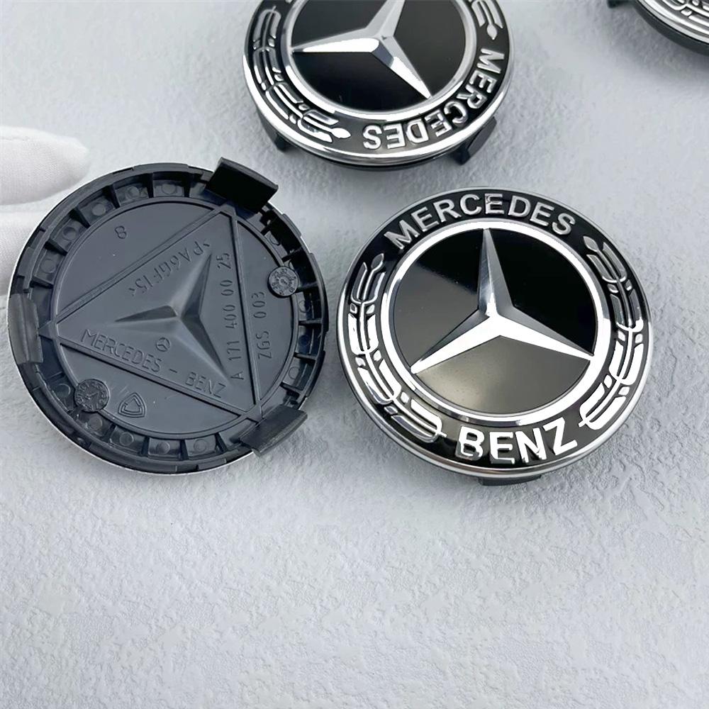 MEA4 ABS 4PCS 75MM Car Wheel Center Hub Caps For Mercedes Benz AMG W203 W206 W220 W205 W211 W212 GLA GLC CLA A Emblem Tire Rim Covers