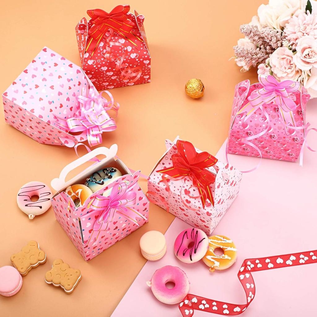 Chuangdi 36 Pcs Bulk Mini Valentines Day Treat Boxes Heart Gift Boxes Sweet Cardboard Paper Box Printed Candy Boxes for Goody Cookie Holder with 40
