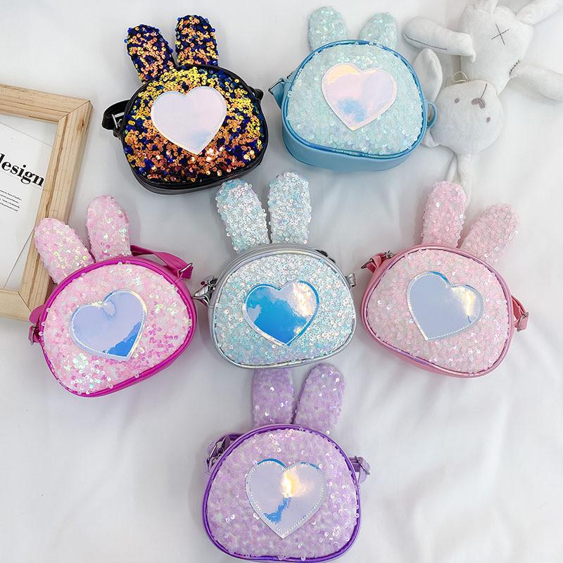 Adorable Korean Style Children's Cute Rabbit Sequin Shoulder Bag For Girls