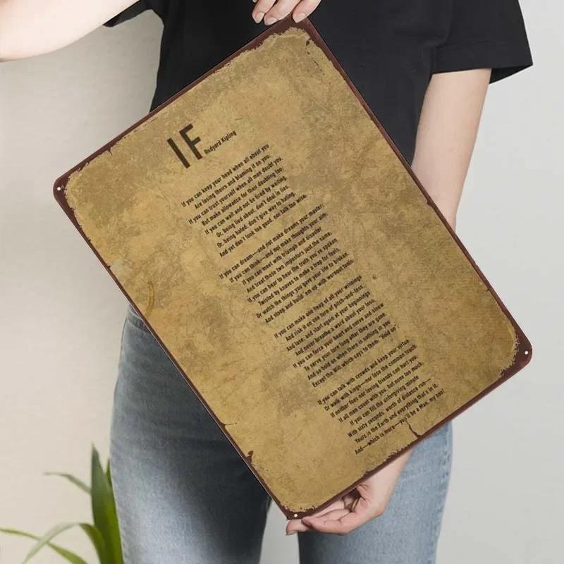 

If Rudyard Kipling Poem Tin Sign Motivational Poster Wall Art Mural Metal Signs for Wall Art Decoration House Decor Accessories 7.9x11.8In(20x30cm)