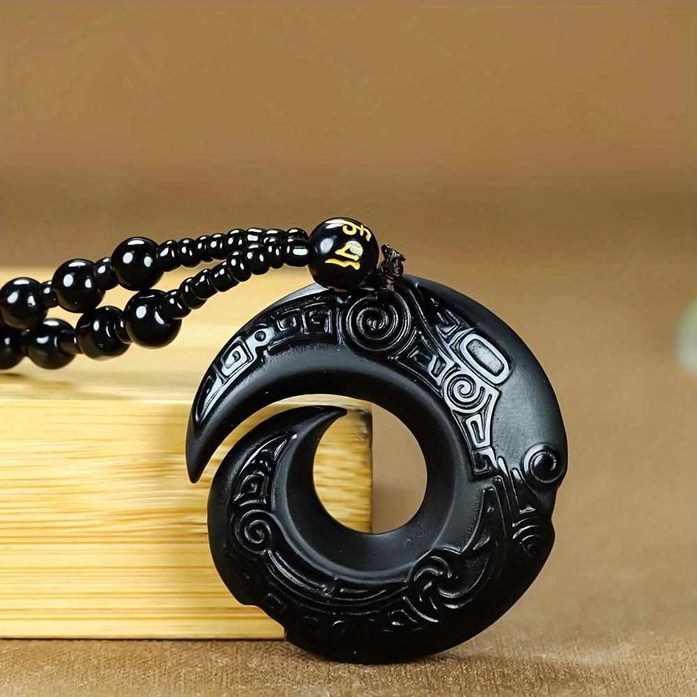 Black Obsidian Pendant: Elegant and Natural Stone Design for Men