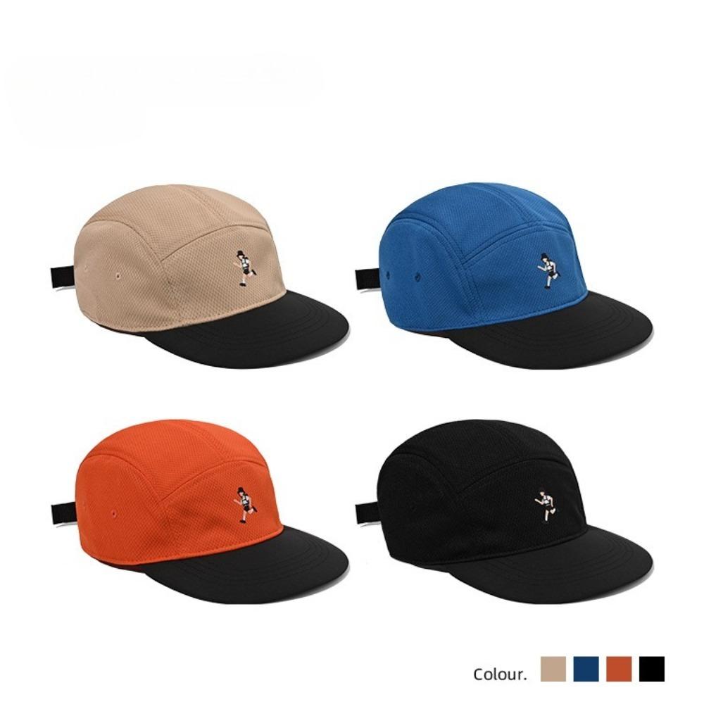 Unisex Quick-Dry Duckbill Cap - 5-Panel Soft Brim, Breathable Mesh, Runner Embroidered Adjustable Outdoor Baseball Hat