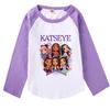 9197 Multi-color Kids Girls Katseye Print Raglan Long Sleeves T-Shirt