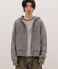 Basemoment Distressed Knit Zip-Up Hoodie Melange Gray