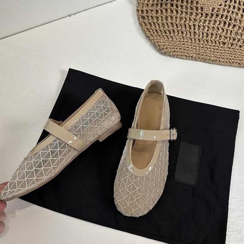 Fashion 2025 Summer Fashion Hollow Out Weave Women Ballet Flats Comfortable Soft Soles Mesh Mary Janes Walking Loafers Girls Dance Shoes