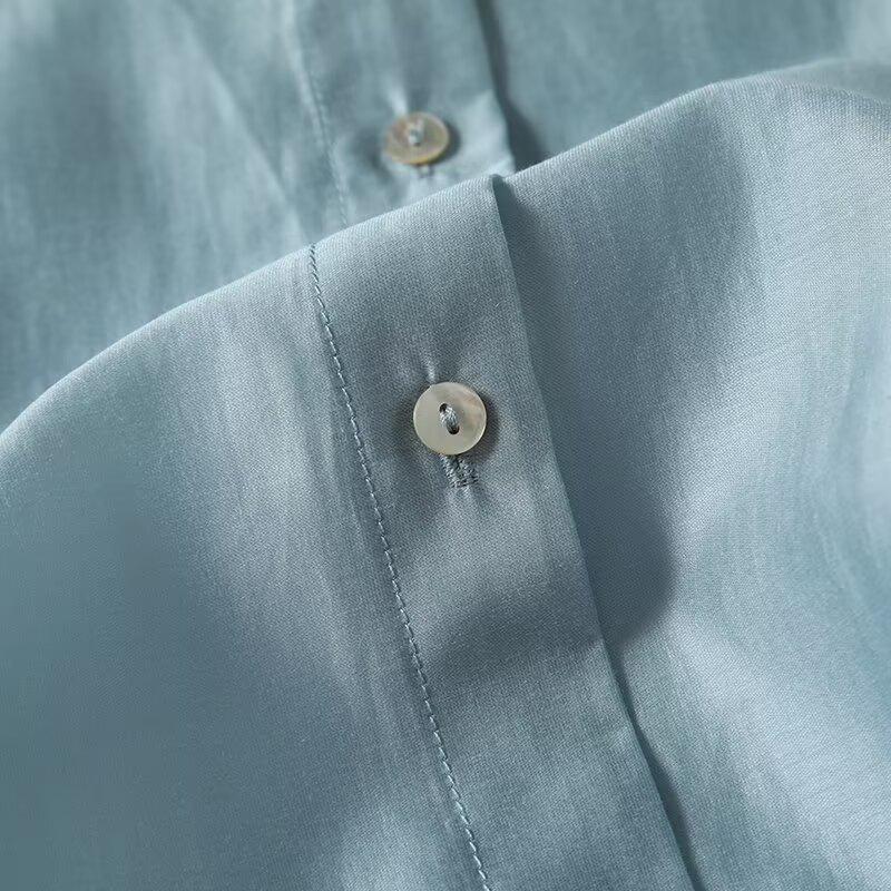 Women's Spring 2025 Flowy Long-Sleeve Lapel Shirt - Versatile Fashion for a Chic Commute