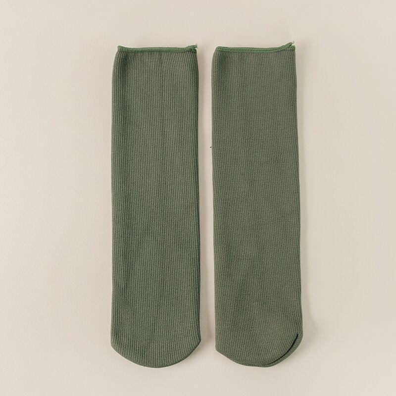 Unisex Warm Faux Cashmere Mid-Calf Socks - Velvet Thickened, Vertical Stripe, Solid Color for Autumn/Winter