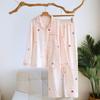 2026 New Women's Spring and Autumn Pajama Set 100% Cotton Crepe Colorful Starry Sky Long Sleeve Cardigan Home Clothing Set