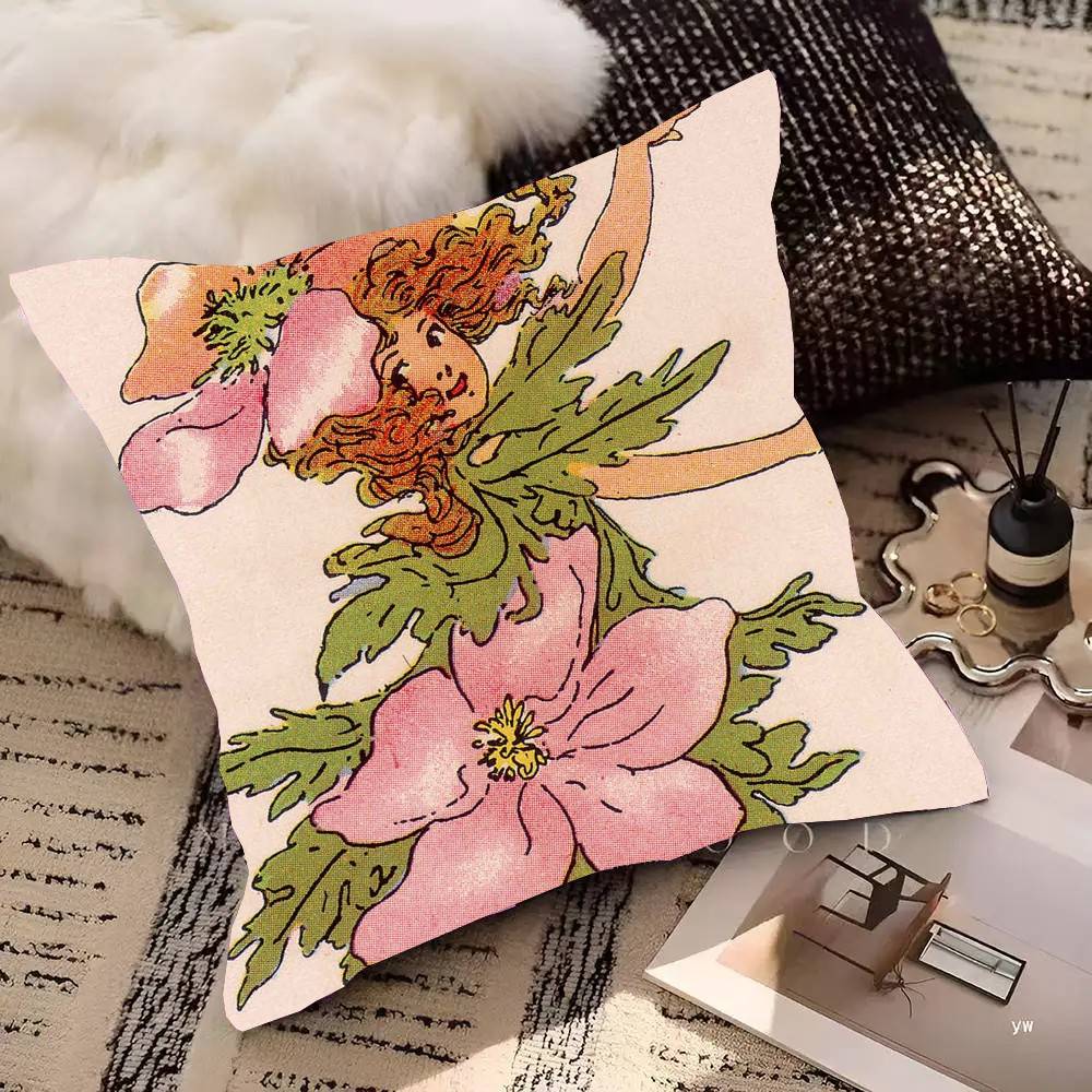 Flower Fairy Pillow Case Fashion Square Pillowcase Bedroom Sofa Room Ins Decoration Leisure