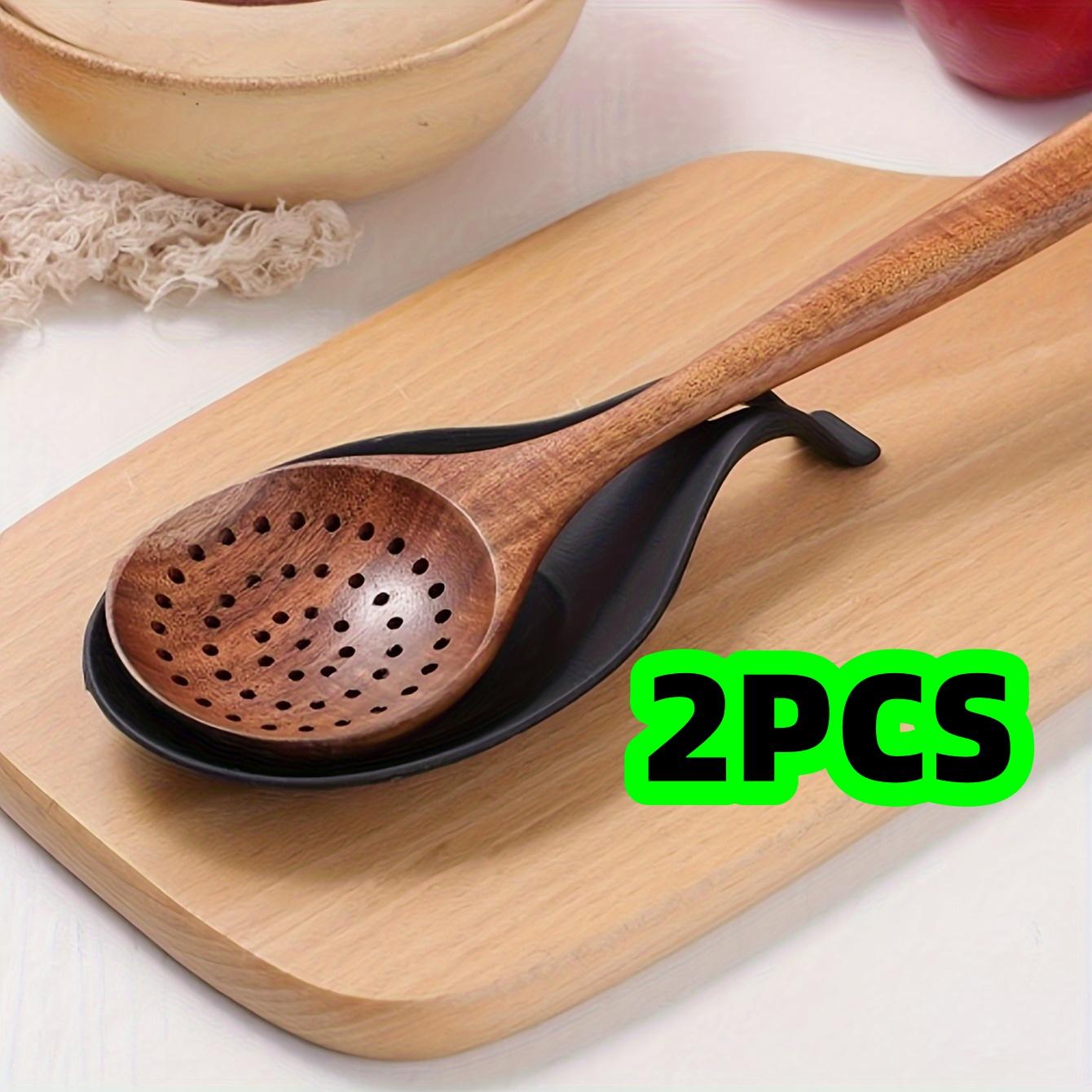 2-Pack Black Spoon Rest, Spoon Pad, Soup Spoon Pad, Kitchen Utensil Pad, Heat-Resistant Creative Dish Rest Pad, Easy to Clean, Spoon Rest Pad,