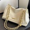 Fashion Flip Cover Soft Leather Totes Bags with Gold Chain Strap Messenger Bag Minimalist Metal Detail Spacious Shoulder Purse