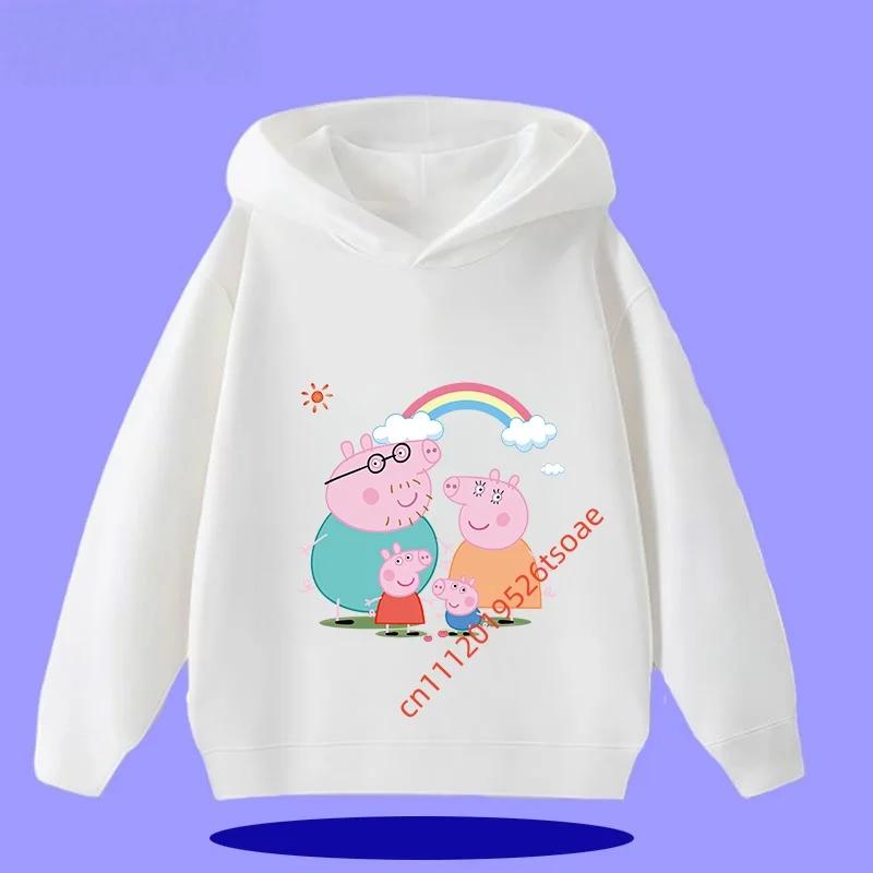 Peppa Pig Children's Hooded Sweatshirt 2026 New Style Cartoon Print Boys' Sport Shirt Girls' Casual Shirt