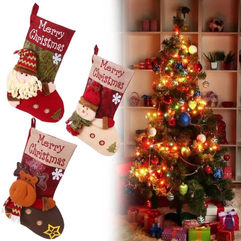 Festlicher Weihnachtsstrumpf Geschenkbeutel mit gestickten Designs für festliche Stimmung