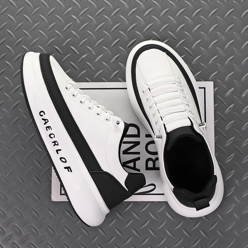 Fashion Thick Bottom Men's Vulcanize Shoes New Fashion Male Sneakers Comfort Lightweight Casual Leather Shoes Outdoor Walking Footwear