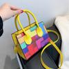 Panelled Shoulder Bag Women'S Printing Chain Female Bag For Phone Fashion Small Woman Handbag Leather Pu Contrast Color Purses