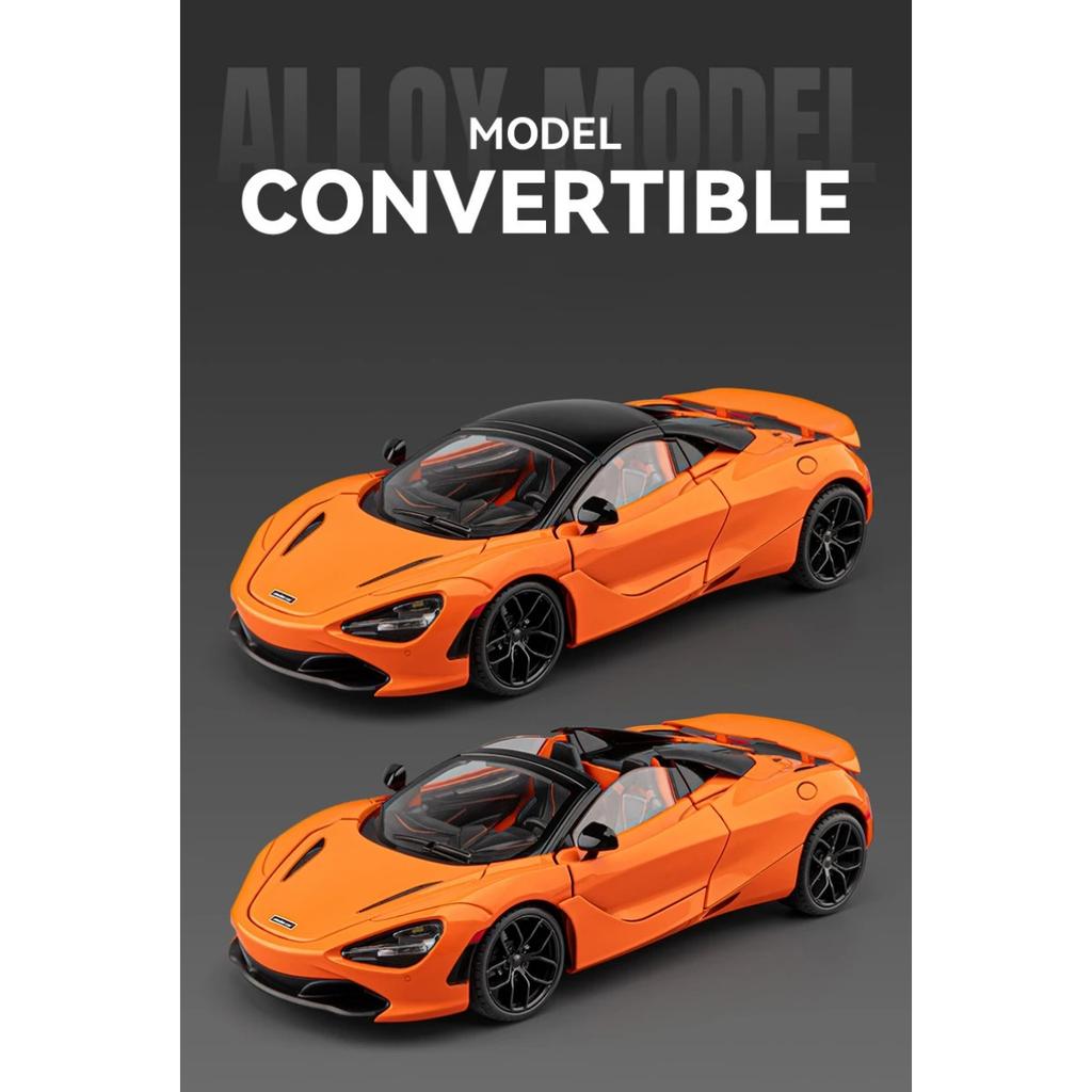 1/18 McLaren 720S Alloy Track Racing Car Model Diecasts Metal Sports Car Vehicles Model Simulation Sound Light Collection Kids Toys Gift