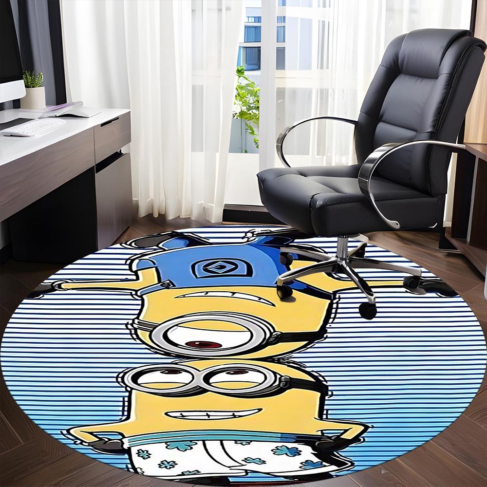 1PC Minion Pattern Office Round Area Rug, Indoor Mat Suitable For Office, Under Office Chairs Bedroom Living Room Home Decor DT1212031