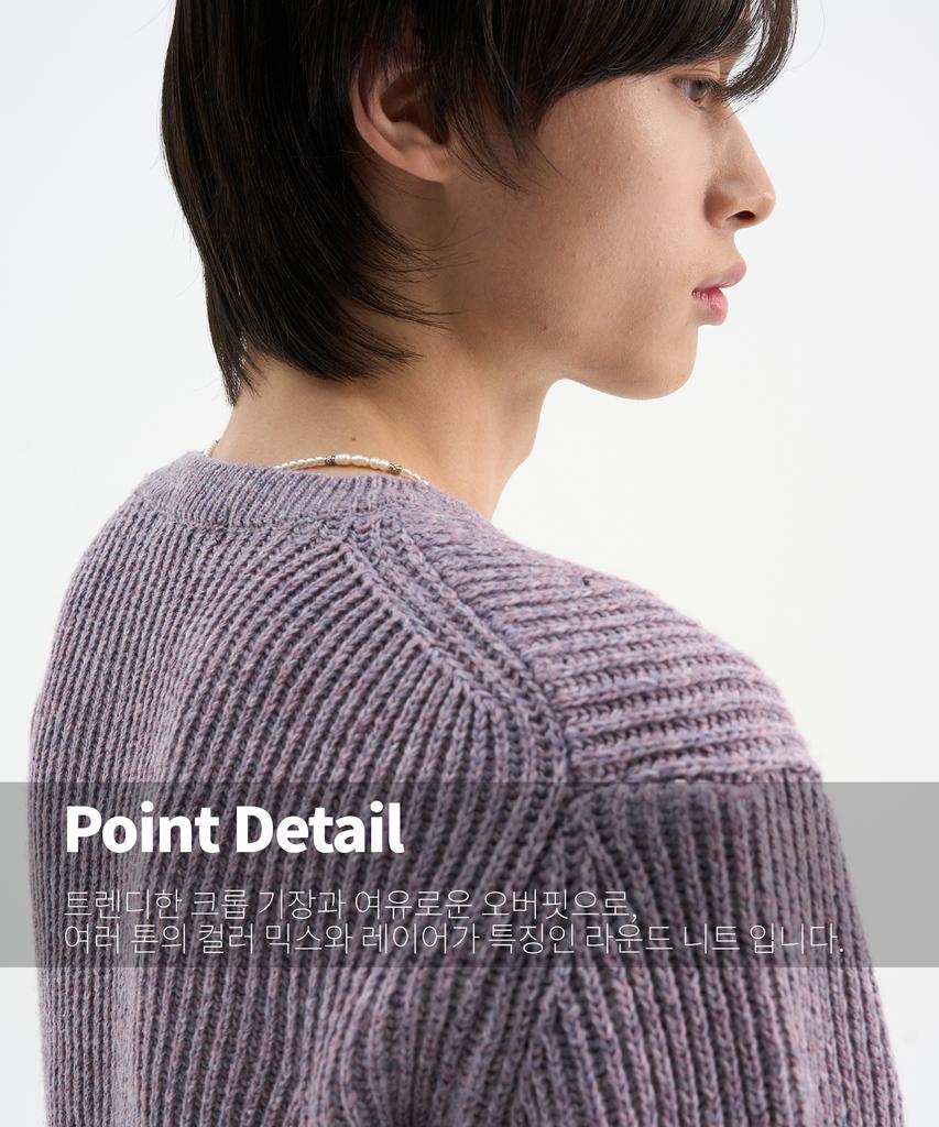 TRIP LE SENS Wool Mixed Color Crop Round Knit_Purple Mix