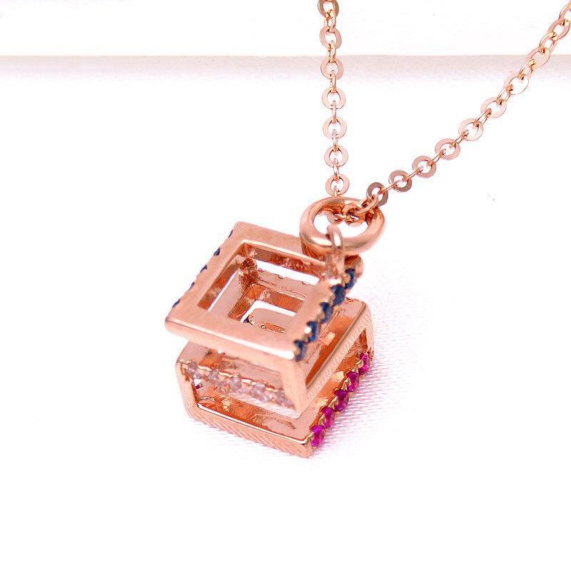 Exquisite Russian Purple Gold 520 Digital Exquisite Inlaid Zircon Pendant Color Gold Plated Rose Gold Color Gold Set Chain