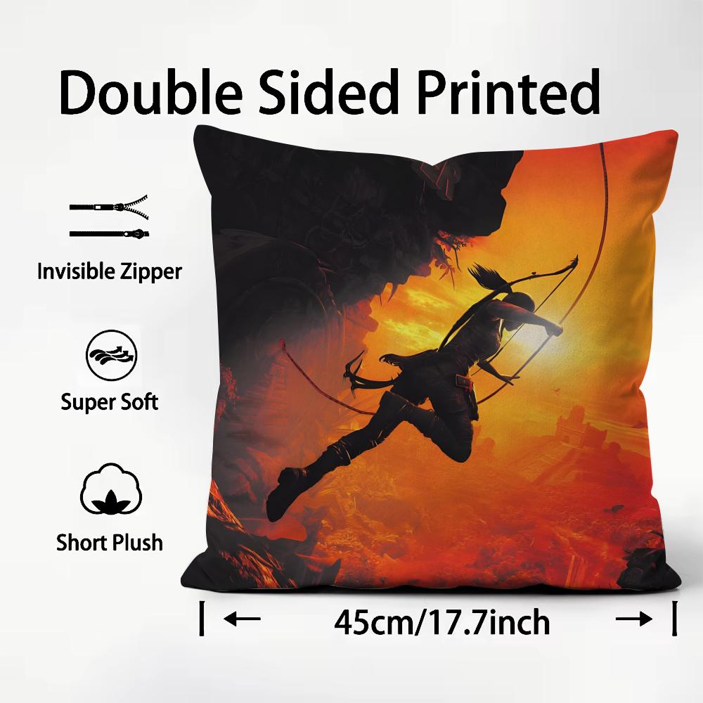 SShadow Of The TombB Raider Cushion Cover Plush Fabric Soft DoubleSided Printed Sofa Warm Winter Home Child Gift Pillow Case