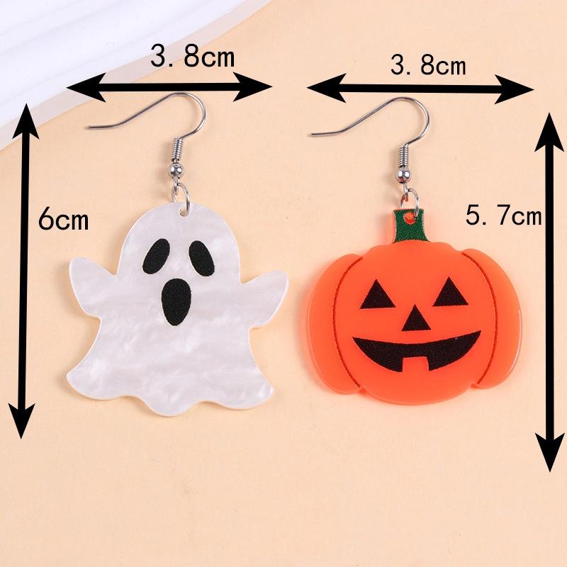 Personalized Colorful Bat Ghost Halloween Earrings Cartoon Pumpkins Spider Acrylic Drop Earring Cosplay Jewelry Accessory Gifts