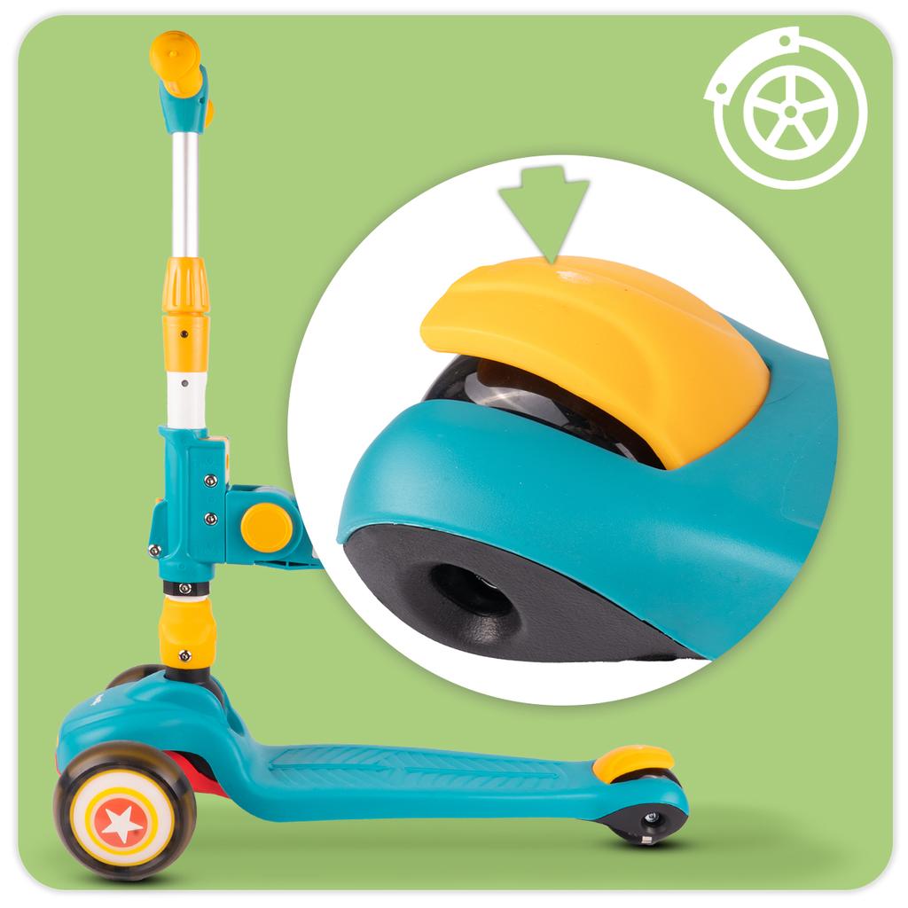 Three-Wheeled Scooter With Seat For Children 2 In 1, Adjustable Brake