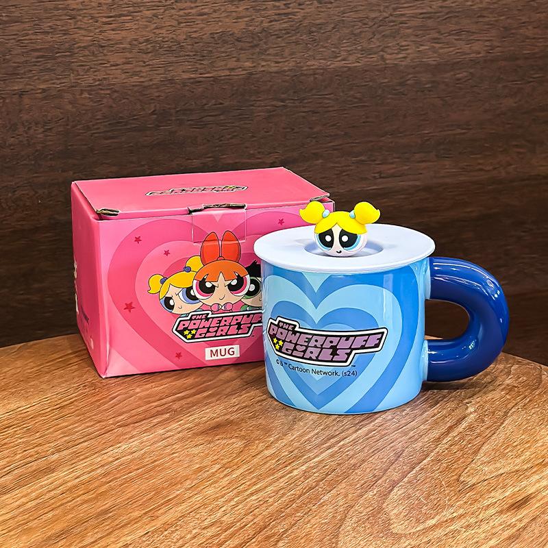 Lid mug cute cartoon water cup ceramic cup breakfast coffee cup 350ML