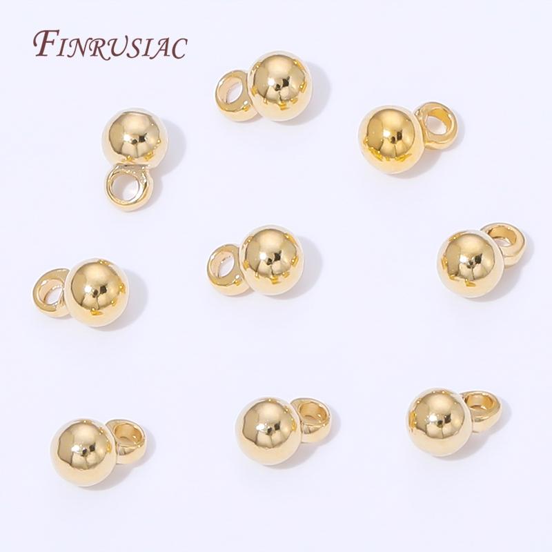 3mm 4mm 5mm 6mm 18K Gold Plated Brass Round Ball Bead Pendants For Necklaces Making,DIY Charms For Jewelry,Bracelets Accessories