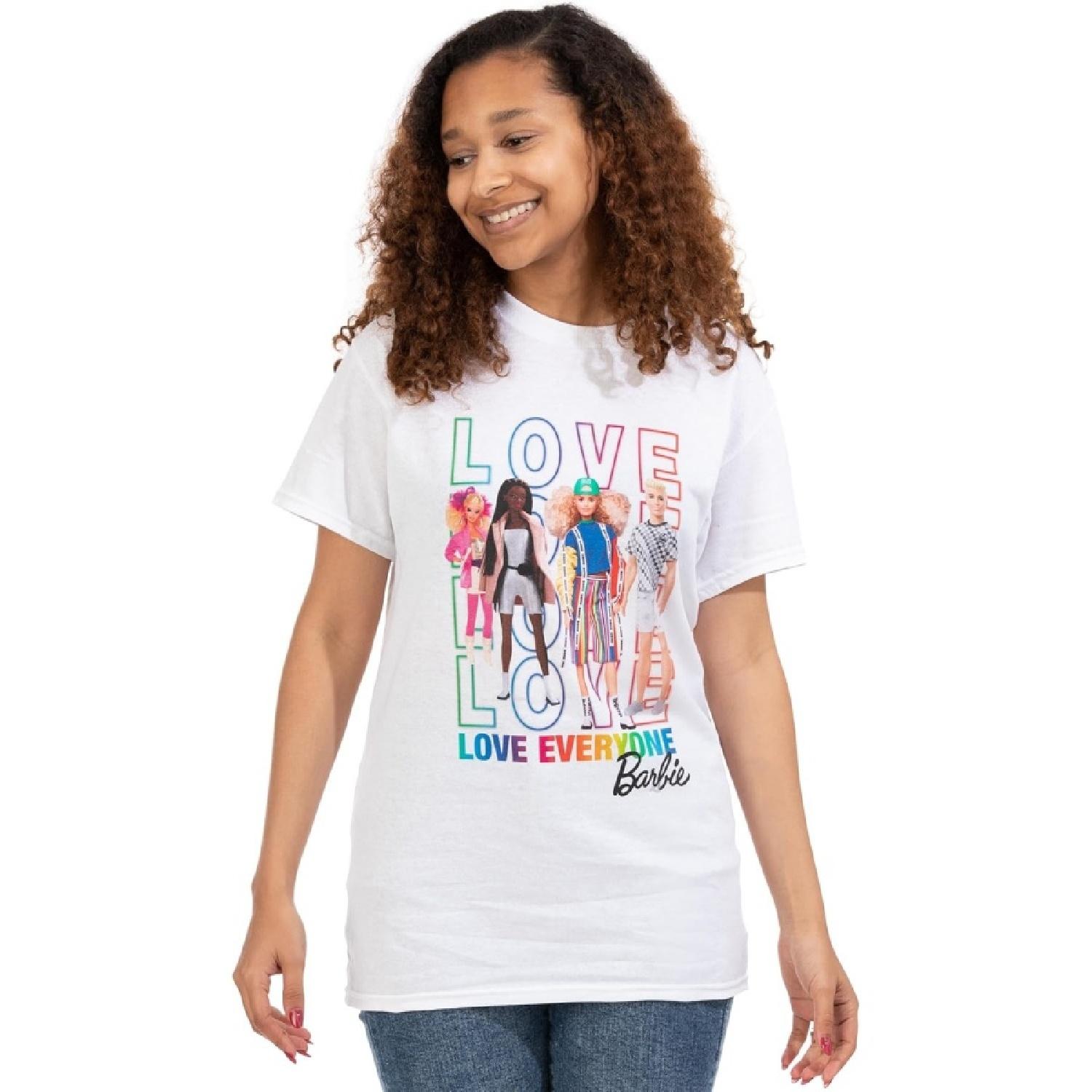 Barbie Doll Womens T-Shirt _ Ladies Love Everyone Positivity Novelty Top _ Fashionista White Short Sleeve Clothes Merchandise S