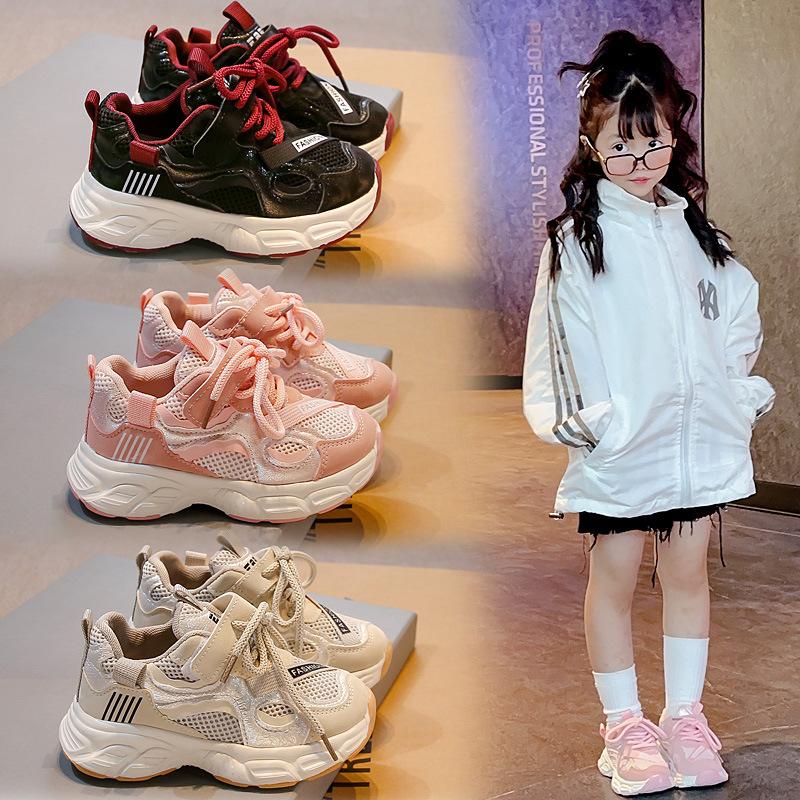 New Double Mesh Children's Running Ultra-light Breathable High-value Comfortable Soft-soled Sports Shoes