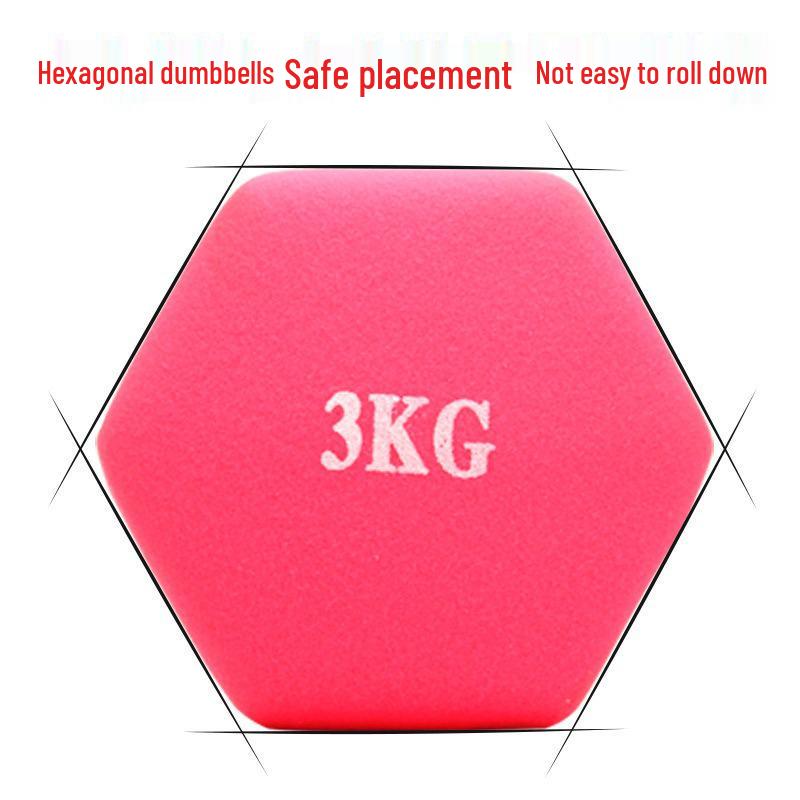 Rubber-Coated Hexagonal Dumbbell - Smooth Surface for Home Fitness, Cast Iron Core, Plastic-Dipped