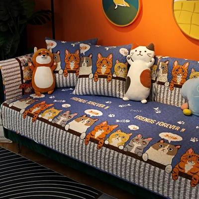 Jacquard Sofa Cover Thickened Non-slip Cartoon Cushion Cover Cotton Velvet Universal Living Room Universal Furniture Protective