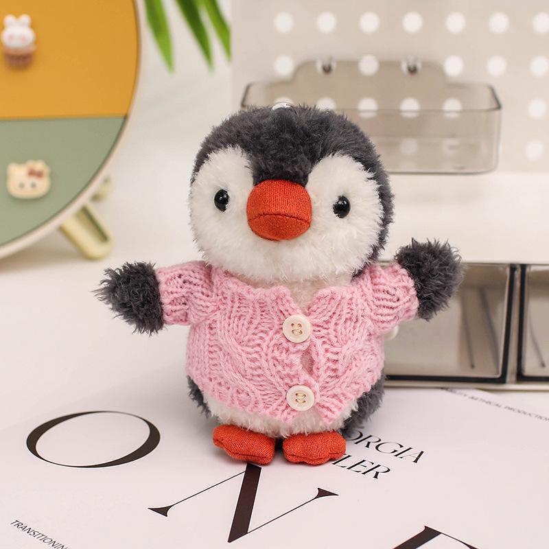 Lindo lindo pingüinito vestido colgante peluche muñeca niña mochila llavero colgante pequeño muñeco de trapo