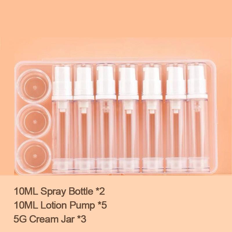 1 Set 5/10ML Clear Empty Refillable Airless Vacuum Pump Cream Lotion And Spray Sample Packing For Toiletries Portable Bottle Set