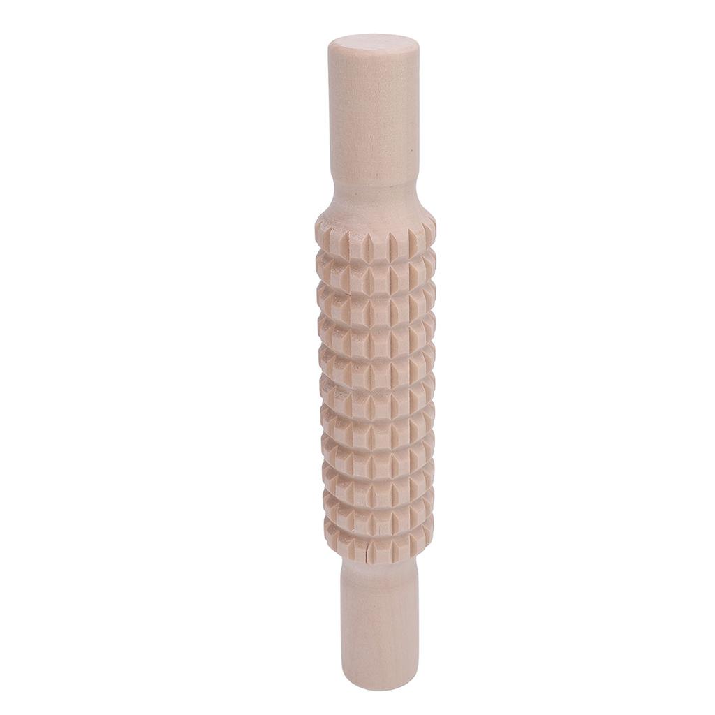 Clay Rolling Pin Grid Texture Wooden Roller Stick Pressing Tool for Pottery Art Projects