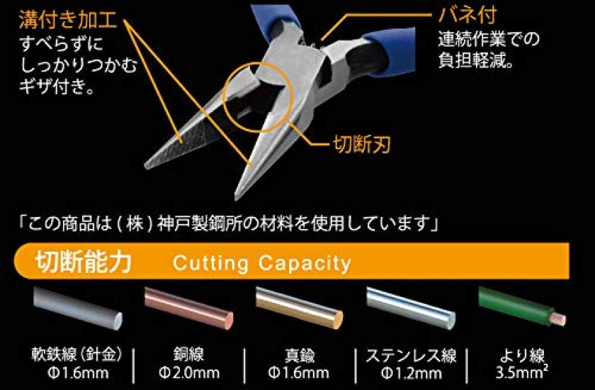 Tsunoda King TTC Long Nose Pliers, 115mm, MR-115