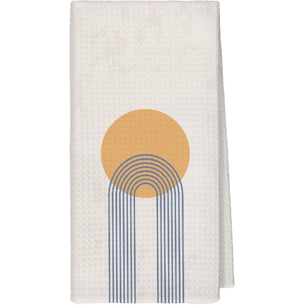 Boho Abstract Sage Green Kitchen Towels, Mid Century Modern Minimalist Botanical Hand Dish Towels Decor, Sage Green Boho Tea Towel for Kitchen жёлтый