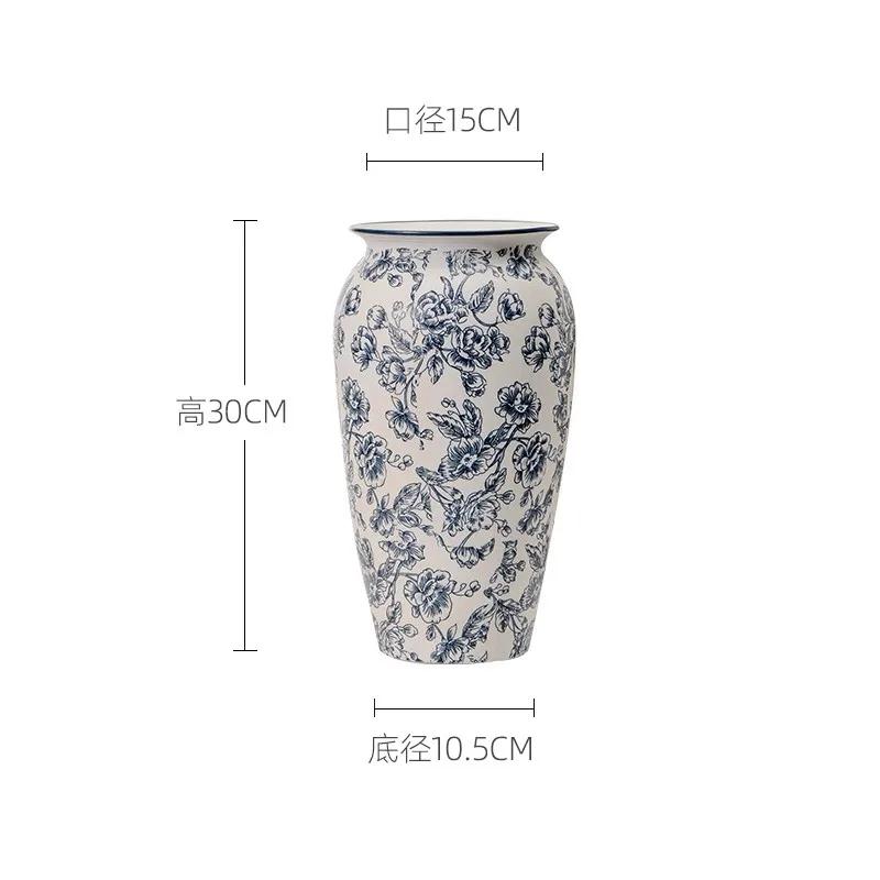 Китайская Высококачественная Сине-Белая Фарфоровая Ретро Ваза Керамическая Ваза для Цветов с Ледяной Кракле Домашнее Украшение для Гостиной, Прихожей
