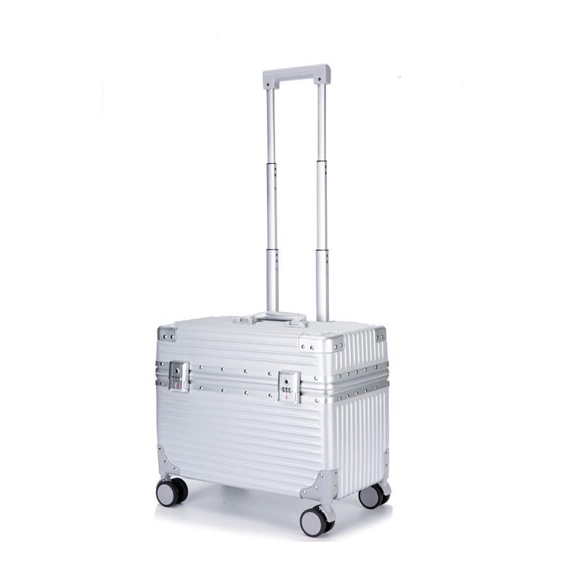 18-Inch Flip-Top Carry-On Suitcase with 20-Inch Aluminum Frame, Universal Wheels, and Small Lock for Men and Women