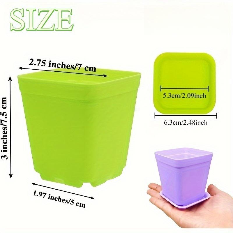 21 Set Vibrant Seedling Containers Colorful Square Plastic Flower Pots for Growing Succulent Plants with Trays Room Garden Decor