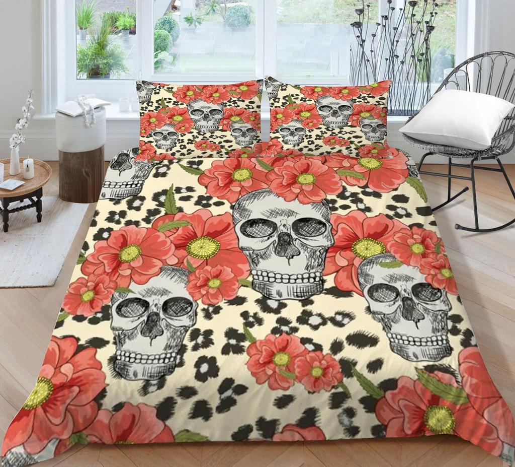 Dziecięca czaszka poszewka na kołdrę domowa z poszewką na poduszkę poszewka na pościel z nadrukiem skrzydła komplet z poszewką na poduszkę klasyczna poszewka na kołdrę